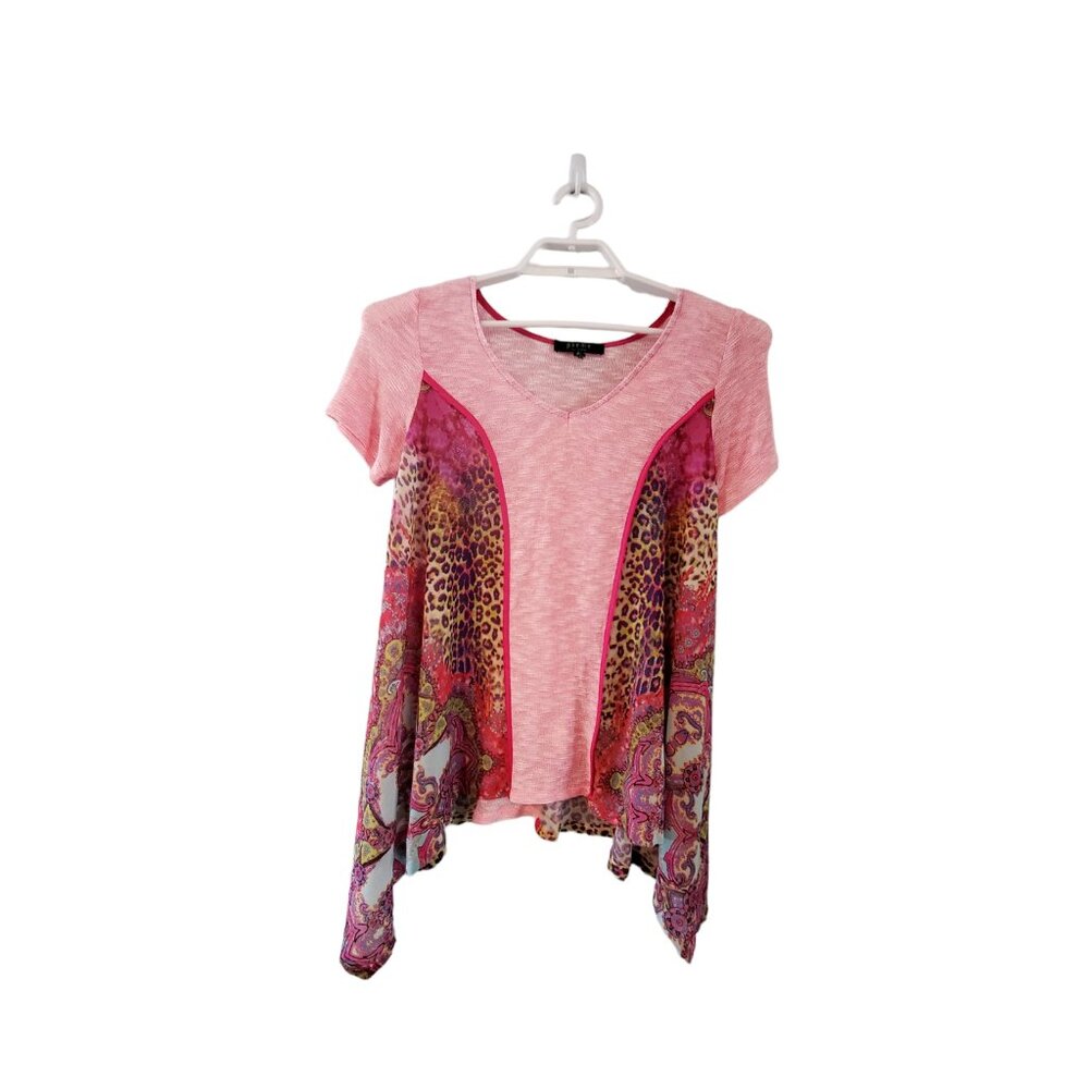 Poeme by Citron top womens size M made in USA pink leopard laganlook